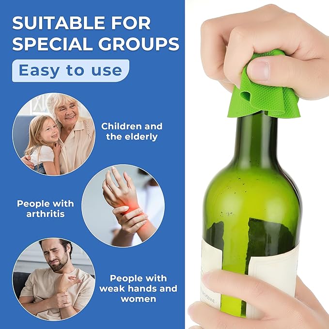 Sibba 6Pcs Rubber Jar Gripper Pads, Multi-purpose Jar Opener Grippers, Bottle Lid Openers Round Kitchen Coasters for Elderly Children Women Weak Hands(Round & Square)