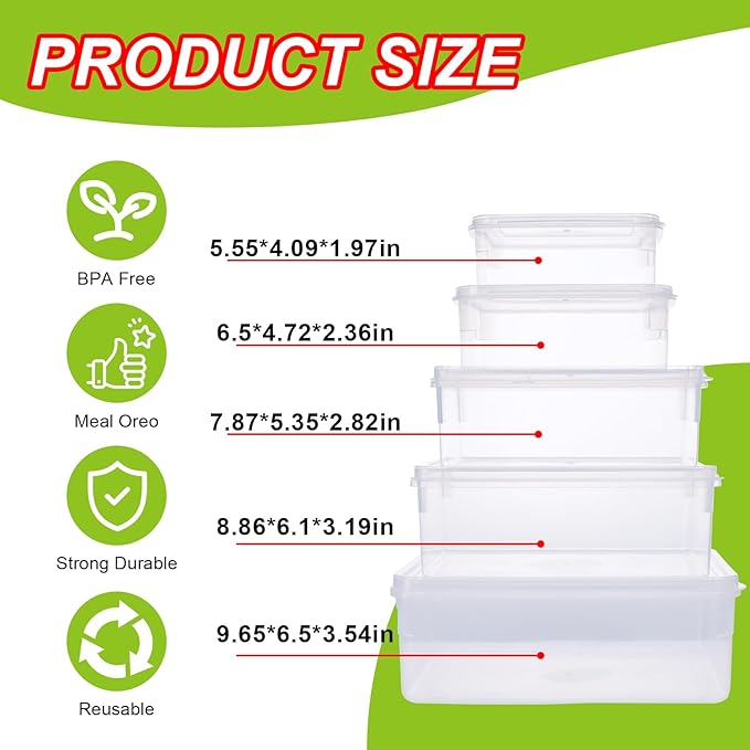 20 PCS Food Storage Container Set with Lids,BPA Free,Lunch Containers,Lightweight Ideal for Camp Grocery Snap Kitchen,Freezer Safe