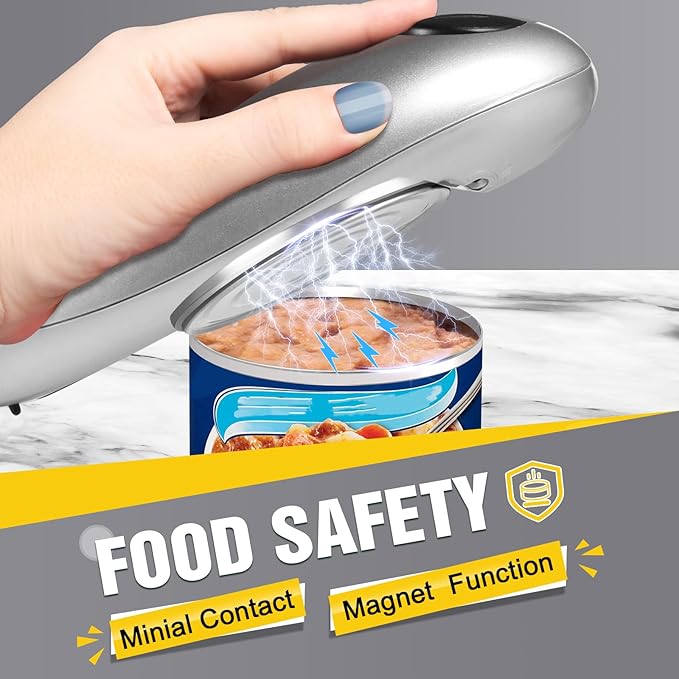 Kitassure Handsfree One Touch Electric Can Opener Easy and Fast Flex Side Cut All Can Sizes, Automatic Handheld Battery Operated Kitchen Gadget Gift with Smooth Edge Safety for Seniors & Arthritis