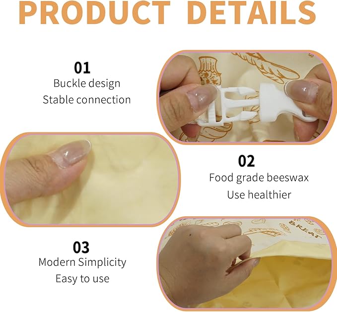 Beeswax Bread Bag and Multi - Use Wrap Set, Reusable Linen - Cotton Beeswax Wraps for Sourdough Storage & Food Packaging, 17×13IN Bag & 10IN Cover