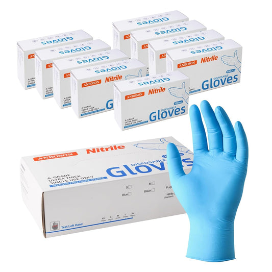 Nitrile Exam Gloves 6mil – Latex-Free, Powder-Free, Textured for Cleaning and Food Handling(Blue of 1000, Medium)