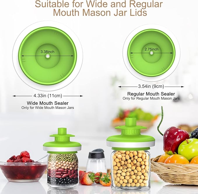 Mason Jar Vacuum Sealer, Jar Sealer and Accessory Hose for Foodsaver, Food Storage Vacuum Sealer Jar Attachment Kit with Lid Opener for Wide-Mouth & Regular-Mouth Mason Jar