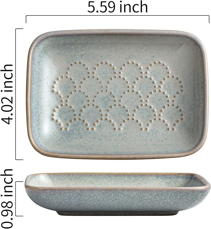 Gomakren Soap Dish for Shower, Ceramic Soap Dishes for Bar Soap Sponge, Shower Soap Holder Saver Tray for Bathroom Kitchen Sink, Easy to Clean, Gray