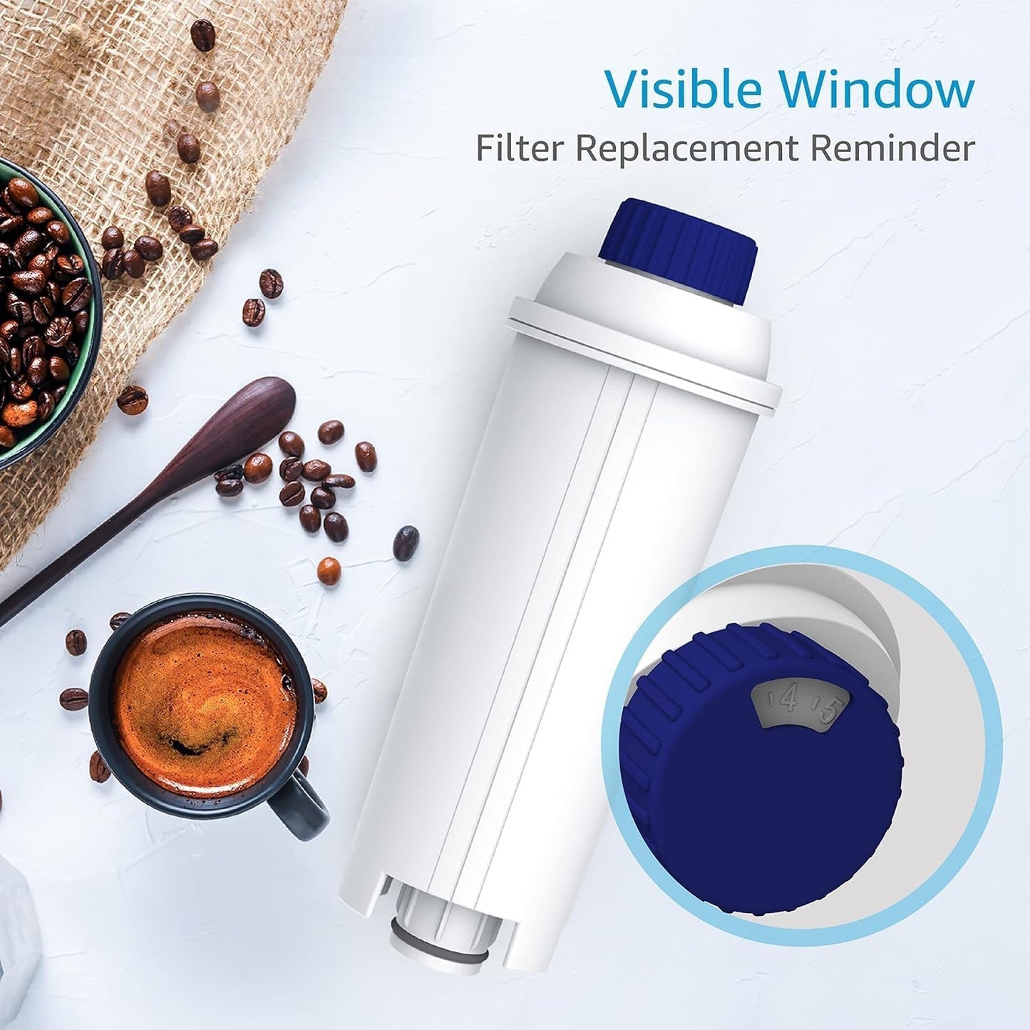 AQUA CREST Coffee Water Filter, Replacement for De'Longhi Filter, TÜV SÜD Certified, 5513292811, DLS C002, CFL-950, SER3017, ECAM/ETAM Series, EC680, BCO420 (Pack of 2）