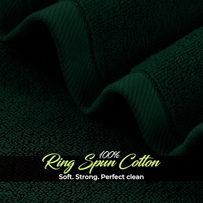 RIVERSIDE 24 Pack Washcloths Set - 100% Cotton [12x12 Inches] - Soft, Quick-Dry & Highly Absorbent Face Towels - Perfect for Bathroom, Gym, Hotel, Spa & Travel - Hunter Green