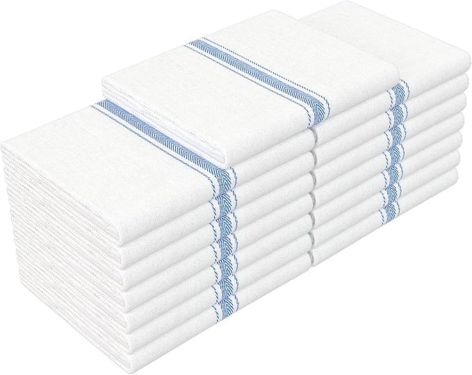 RIVERSTREAM Dish Towels - (Blue, 15-Pack) 100% Cotton, 14 x 25 Inches, Super Absorbent, Reusable Cleaning Kitchen Dish Towels Set