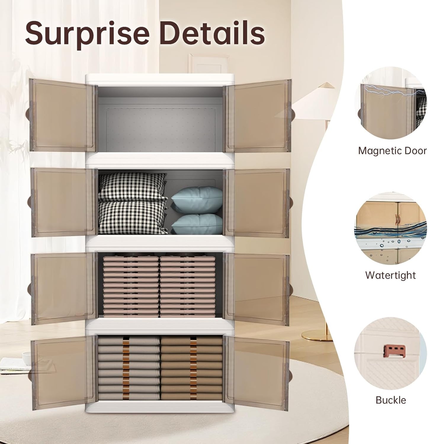 YUFER 480QT (4Packs, 120QT) Stackable Storage Bins with Lid - Heavy Duty Storage Shelves, Large Plastic Containers with Secure Lids for Closet, Bathroom, Garage & Home Organization