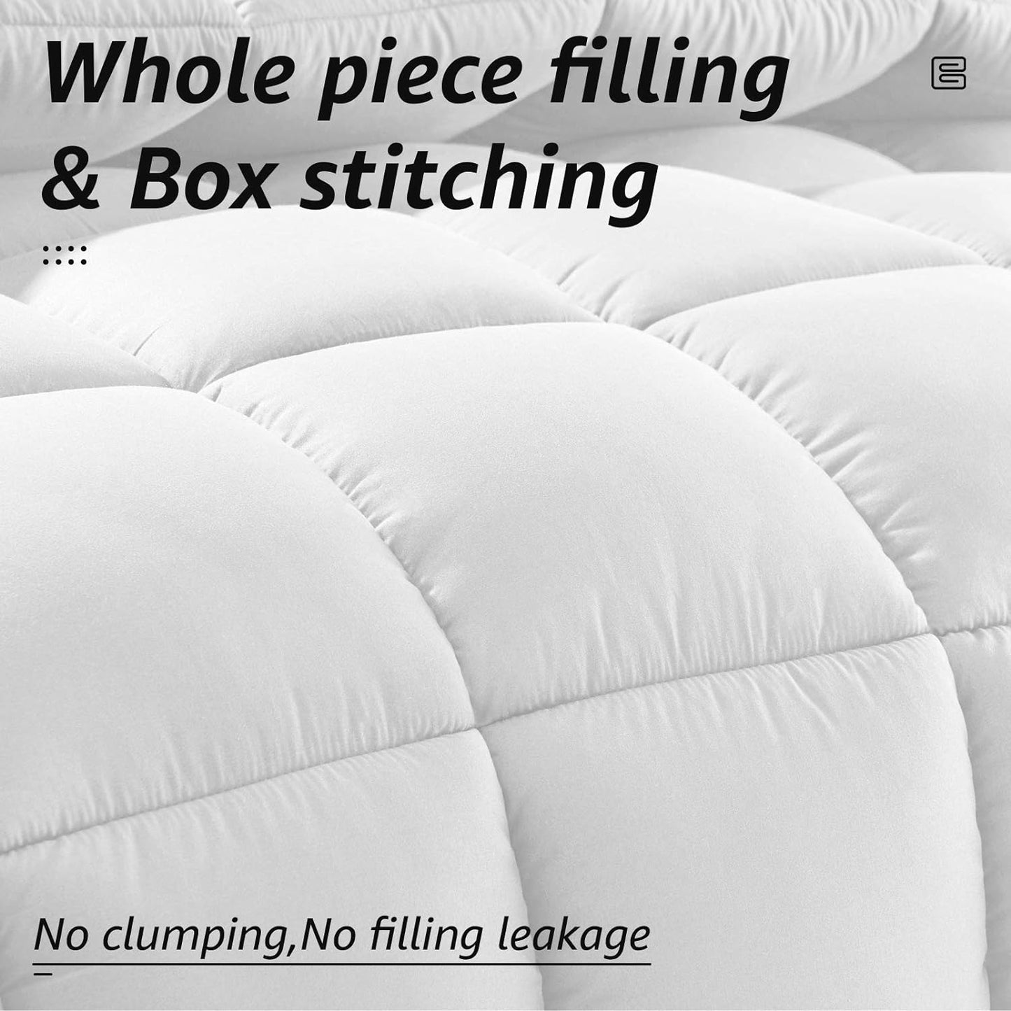 HYLEORY All Season Full Size Bed Comforter - Cooling Goose Down Alternative Quilted Duvet Insert with Corner Tabs - Winter Warm - Machine Washable - White