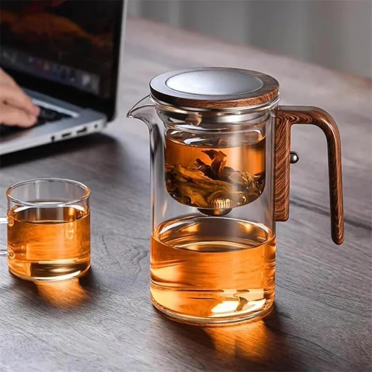 Tea Pot, New Magic Tea Pot with Strainer, Water Separation Glass Teapot with Infuser (800ml/27.1oz)