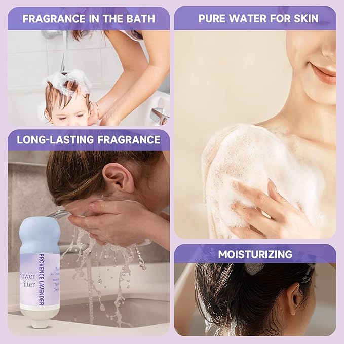 Vitamin C Shower Filter for Hard Water, Aromatherapy Softener Purifier, AromaTherapy,Easy Installation,Brighter Skin & Hair, Chlorine Free, Suitable for any shower head (lavender)