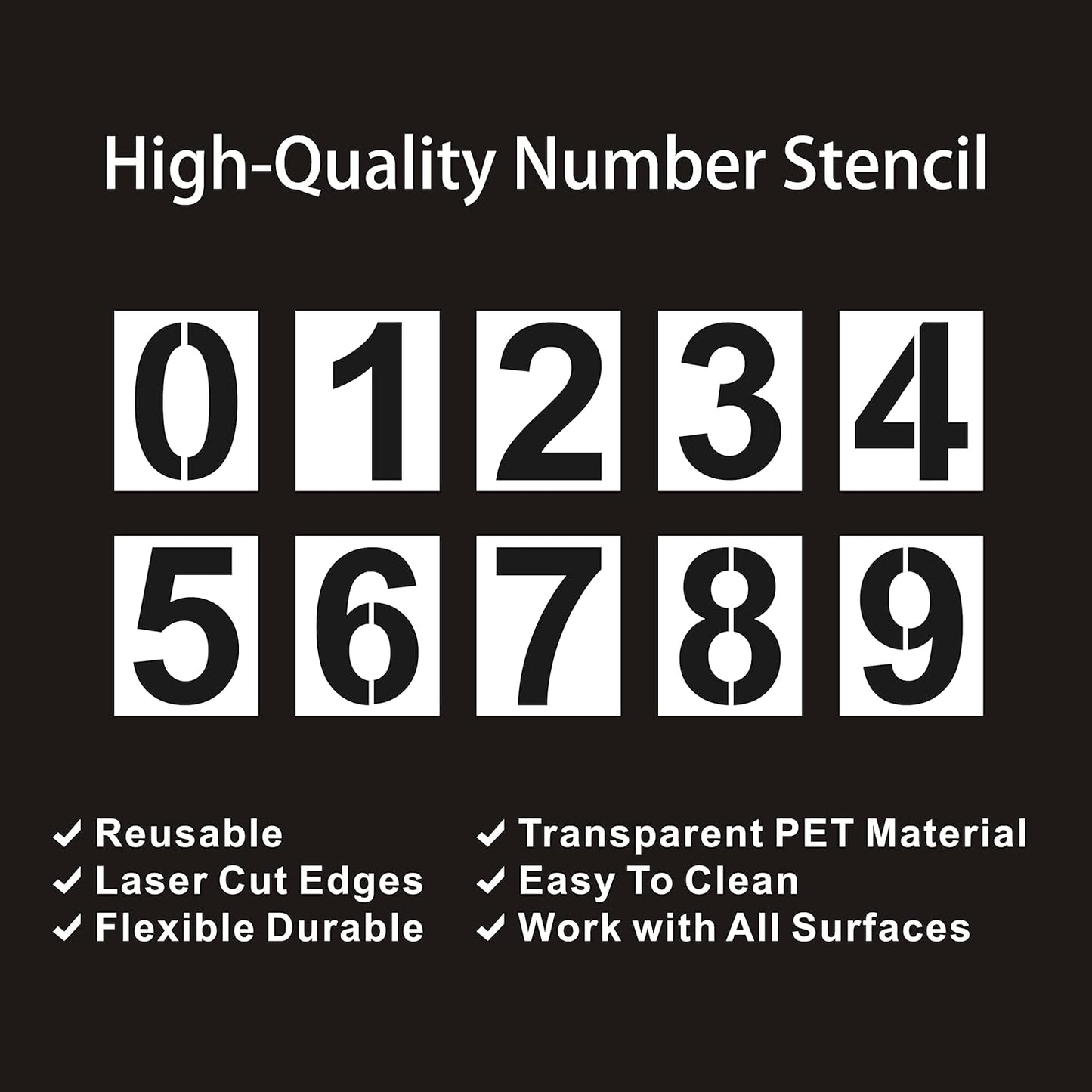 2 Inch Plastic Number Stencils - Reusable Digital Templates for Cake, Address, Painting