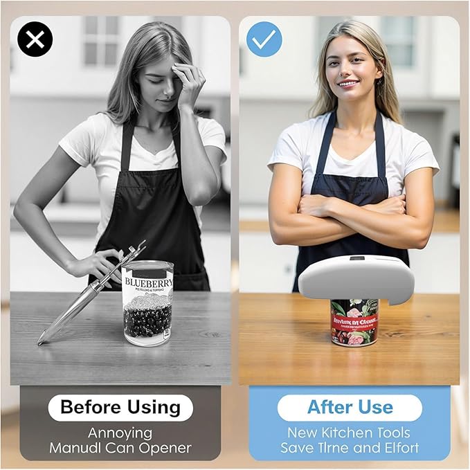 Electric Can Opener – USB Rechargeable with LED Display, Smooth Edge & Auto Stop, One-Touch Hands-Free Automatic Can Opener for Seniors & Arthritis, Works on All Can Types, Food-Safe Kitchen Gadgets