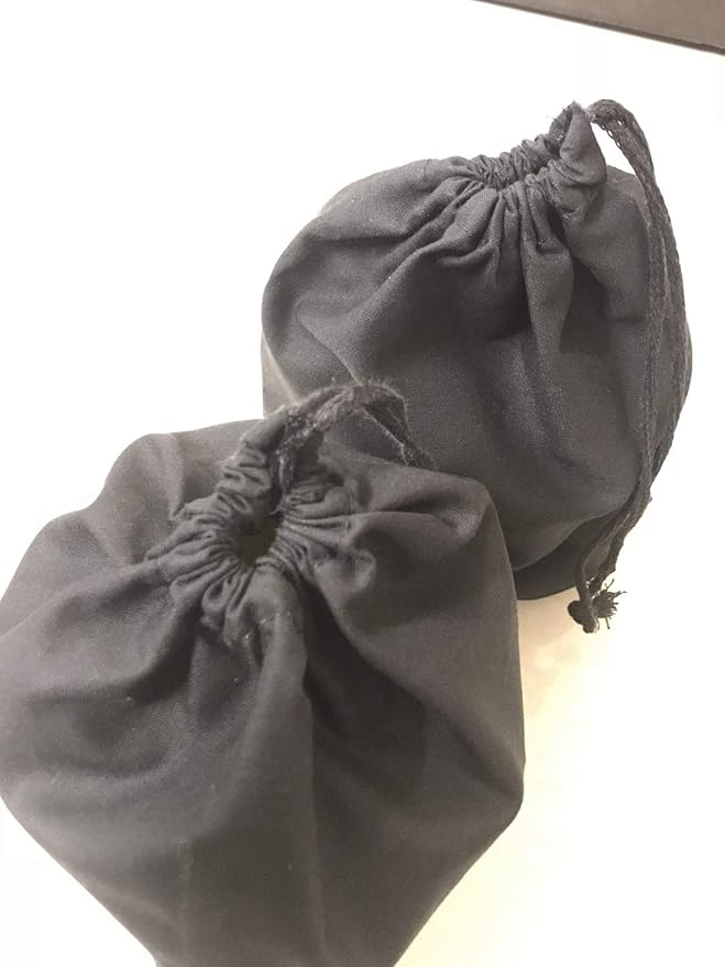 Reusable Produce Eco friendly 8x12 inches Cotton Single Drawstring Muslin Bags premium quality BLACK COLOR- 100 count pack