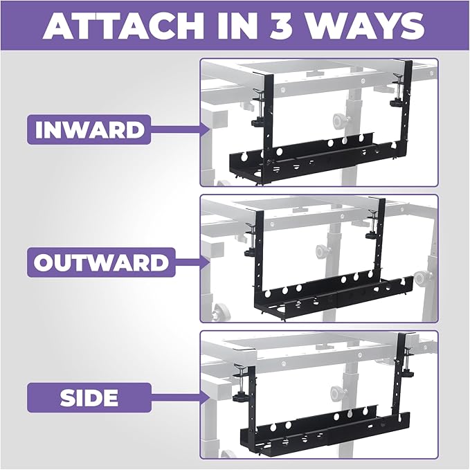 Liquid Stands Extendable Under Desk Cable Management Tray - 22.5' Metal Wire Cable Organizer Under Desk - Cord Management with Clamp Aluminum Wire Tray Power Strip Cord Holder for Piano Stand