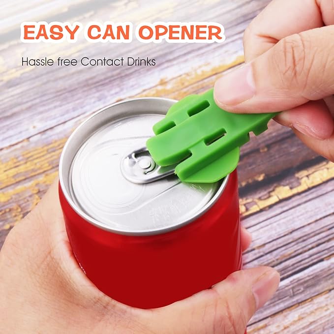 12 Pieces Manual Easy Can Opener, Soda Beer Can Opener Beverage Can Top Ring Opener Tool, Leakproof Soda Can Cover Can Openers for Pop, Coke, Beer, Soda, Aluminum Beverage