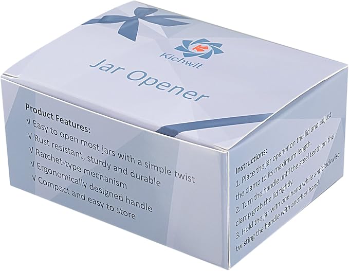 Kichwit Jar Opener for Arthritis, Stainless Steel Jar Lid Opener, for Small and Medium Jar Lids, Bottle Opener Keychain Included