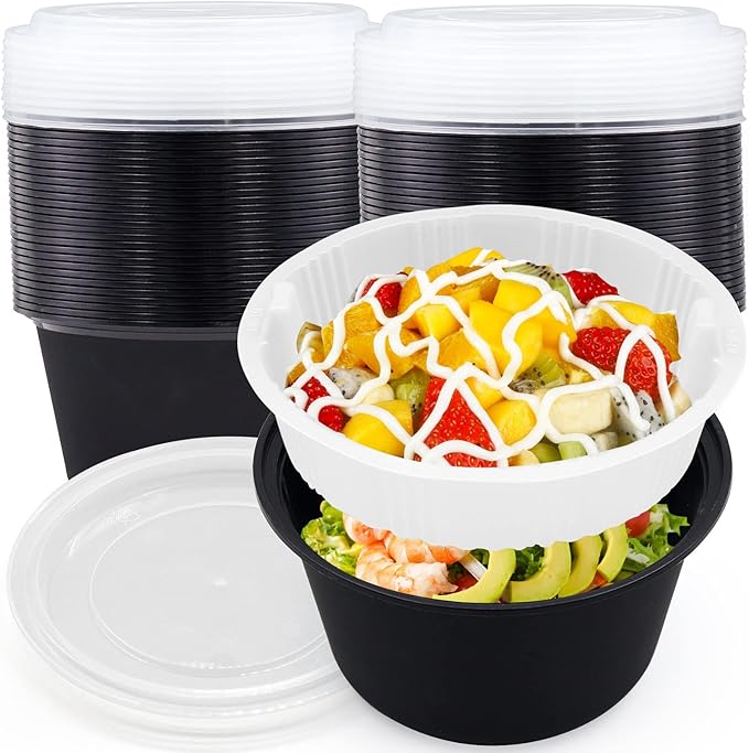 POPMISOLER 150 PCS Stackable Lunch Container,Lunch Containers with Compartments,Reusable Disposable Salad Lunch Box for Adults,Microwave,Freezer and Dishwasher Safe Salad Prep Containers