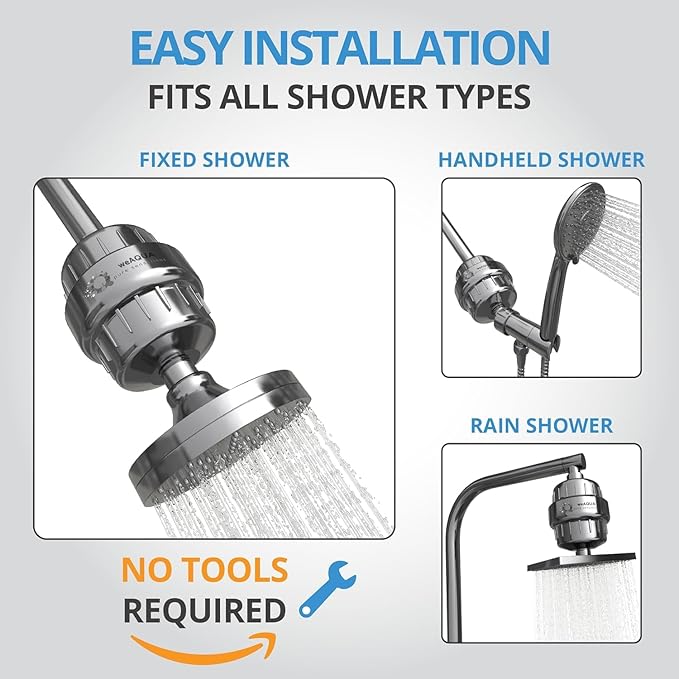 WeAQUA Heavy Duty Shower Filter Family 2 PACK – 99% Removal for Hard Water, Chlorine, Fluoride, Heavy Metals, Micro-life, Organics and More