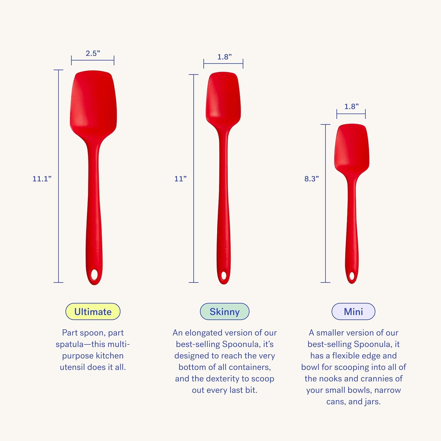 GIR: Get It Right Premium Seamless Spoonula - Non-Stick Heat Resistant Silicone Scraper Spatula - Perfect for Mixing, Serving, Scraping, Stirring, and More - Ultimate - 11 IN, Navy