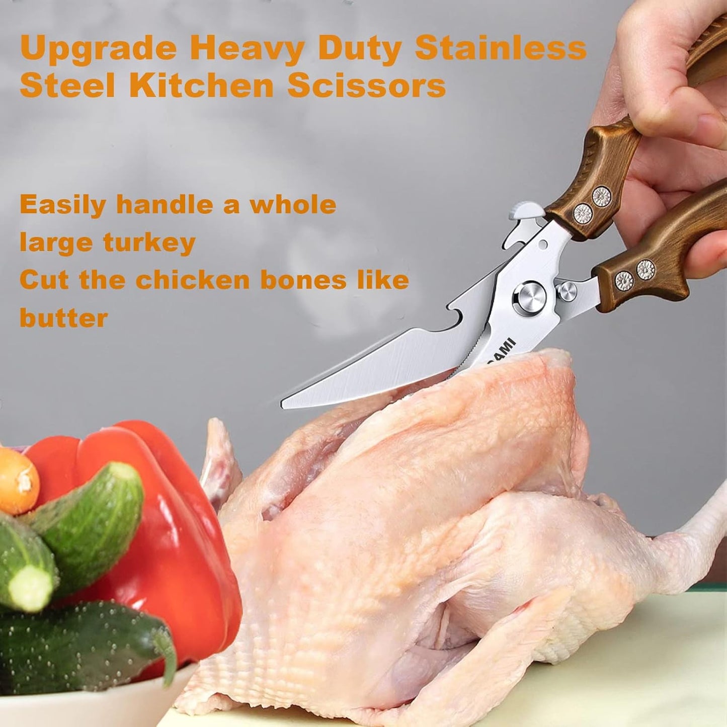 Premium Kitchen Shears 2-Pack Heavy Duty Poultry & Meat Scissors, Bone Shears for Cooking