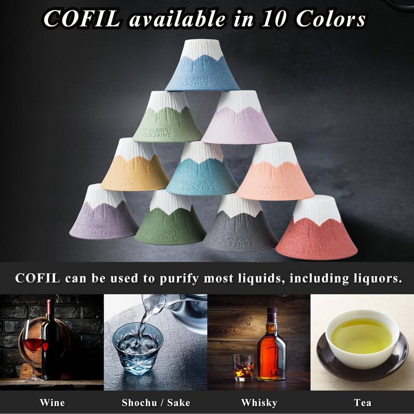 Ceramic Reusable Coffee Filter Dripper Paperless Sustinable Mt. Fuji Made in Japan (Purple)