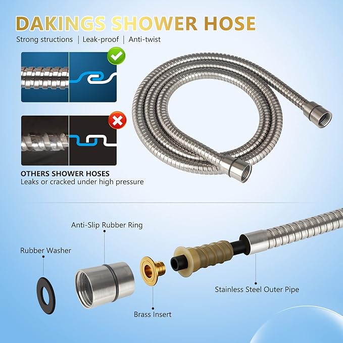 6 Spray Modes High Pressure Handheld Showerhead Set Upgraded 5 Inches Shower Head with Handheld Spray Brushed Nickel Handheld Shower Head 60 Inches Stainless Steel Hose-1-Min Install