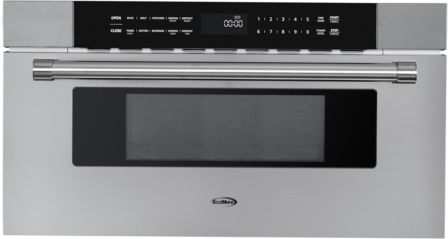KoolMore KM-MD30-SS Microwave Drawer, Capacity in Stainless-Steel, 30 in/1.2 cu. ft, Silver