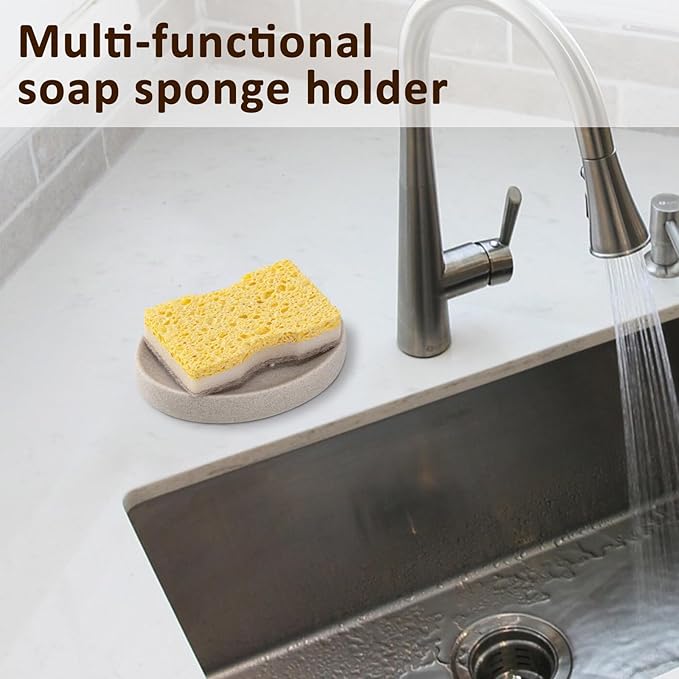 Soap Dish Bathroom Resin Soap Holder Soap Tray for Shower Sponge Holder for Kitchen Sink 2 Pack(Beige)