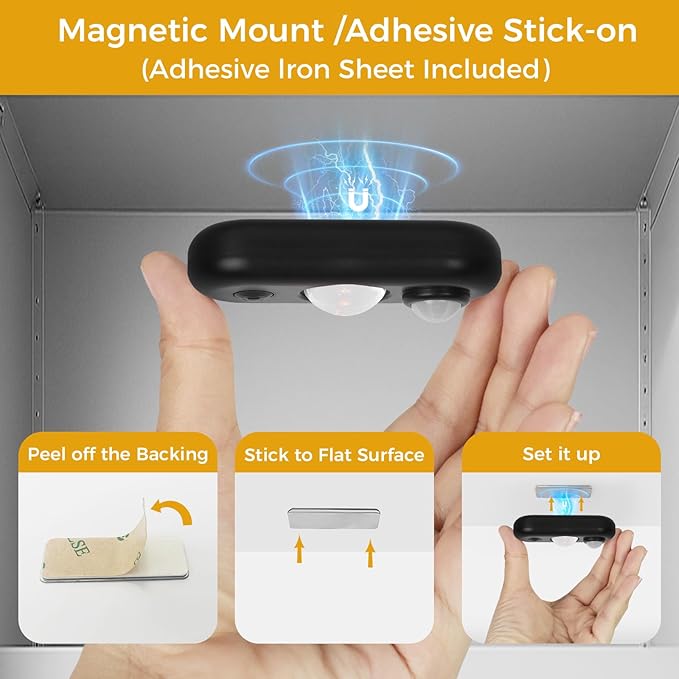 LED Motion Sensor Puck Lights, Small Rechargeable Under Cabinet Light, Dimmable Daylight White Closet Lights, Wireless Under Cabinet Lighting for Drawer, Kitchen (4 Pack)