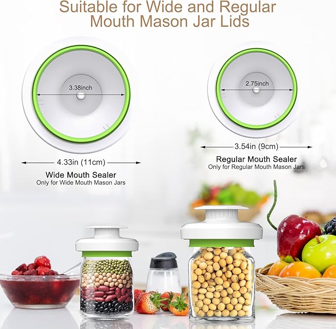 Mason Jar Vacuum Sealer, Jar Sealer and Accessory Hose for Foodsaver, Food Storage Vacuum Sealer Jar Attachment Kit with Lid Opener for Wide-Mouth & Regular-Mouth Mason Jar