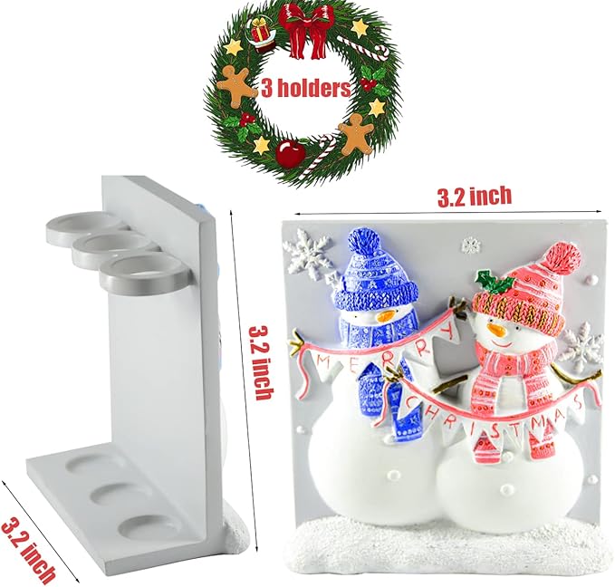 Christmas Bathroom Accessories Snowman Bath Set with Soap Dispenser,Toothbrush Holder, Bath Tumbler and Snow Soap Tray White