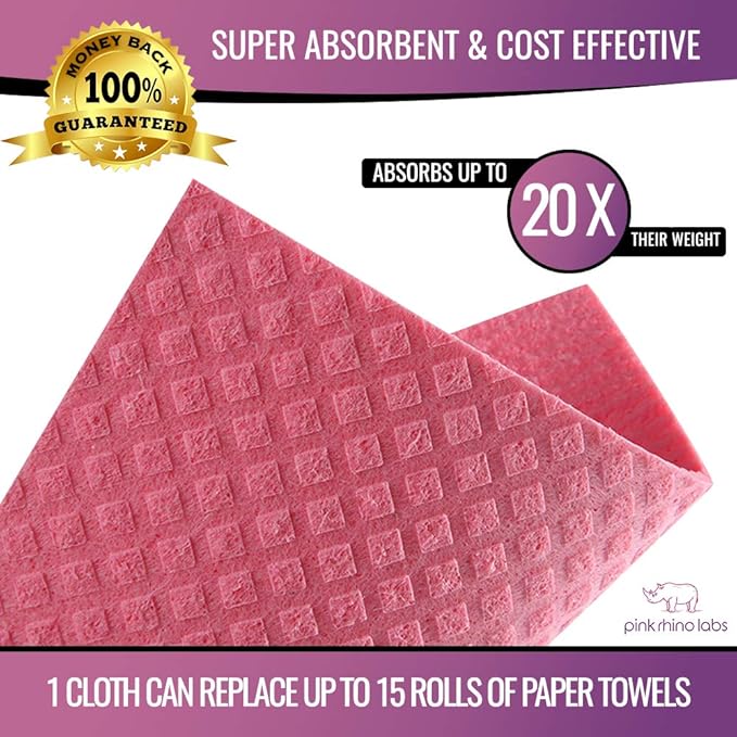Swedish Dishcloths for Kitchen – Absorbent Kitchen Towels and Dishcloths Sets - Reusable Paper Towels - Dish Cloths for Washing Dishes and Cleaning Kitchen – Cellulose Sponge Cloths