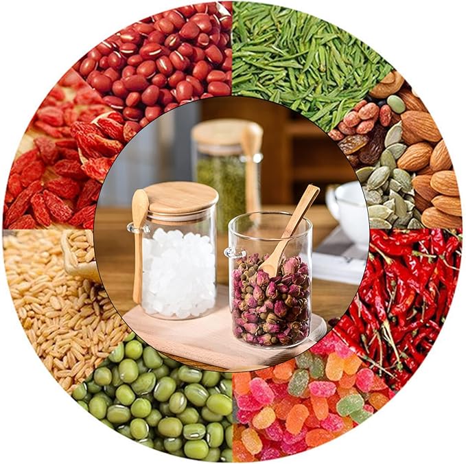 6 Pack 18.2 oz Overnight Oats Containers with Lids,Sealed Borosilicate Glass Jars with Bamboo Lid and Spoon,Clear Food Storage Jar for Kitchen,Candy, Spices, Coffee Beans,Cookies, salad, Oats, Flour