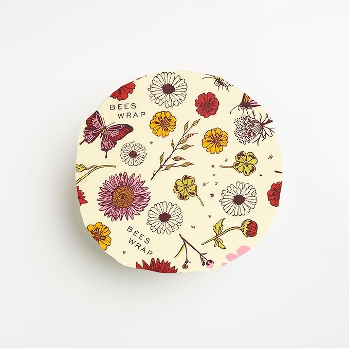 Bee's Wrap Vegan Beeswax Wraps for Food - Vegan Meadow Magic 3 Pack (S, M, L) Made in USA Reusable & Organic Food Wraps, Sandwich Wrap & Bowl Covers - Eco Alternative to Aluminum Foil & Plastic Wrap