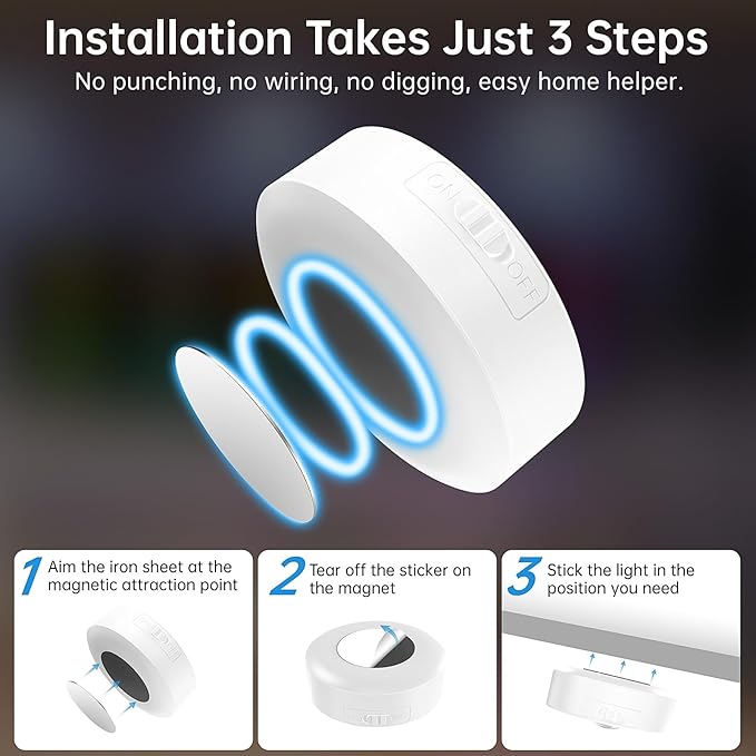 Under Cabinet Lighting Wireless,Puck Lights with Remote,LED 1200mAh Rechargeable,12 Colors RGB Indoor Cloest Light,Magnetic Night Lights,for Bedroom Kitchen Shelf Hallway Stairs 6 Pack
