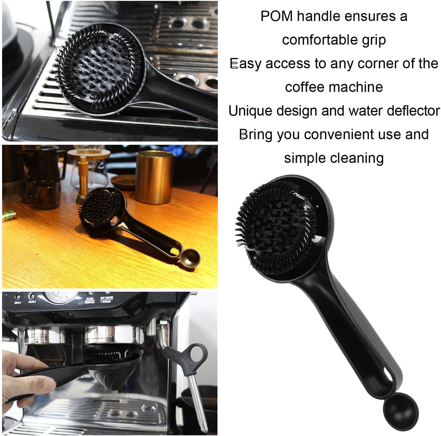 Yosoo Health Gear Coffee Machine Brush, Efficient 58mm Grouphead Brush with Water Deflector for Simple, Long Lasting POM Handle, Optimal Performance