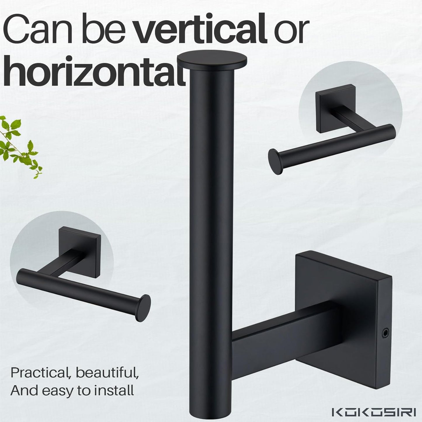 KOKOSIRI Toilet Paper Holder for Bathroom Toilet Roll Holder Hold Mega Rolls Wall Mounted, Matte Black Stainless Steel 2 Pack, B2008BK-P2