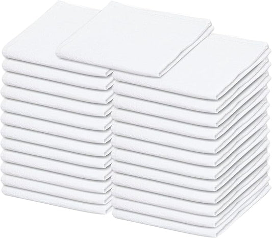 Dish Cloths Cotton| Kitchen Wash Cloth | Shop Towels Absorbent and Lint Free Flour Sack| Dishcloths for Kitchen Washing Dishes| Thick Absorbent Quick Dry Dish Rags | 24 Pack 13"x13" White