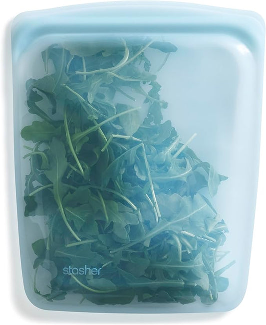 Stasher Premium Silicone Reusable Food Storage Half Gallon Bag, Tide Pool, Microwave, Sous Vide, Dishwasher, Oven and Freezer Safe, BPA Free, Leak-free, Eco-friendly, 64 Oz