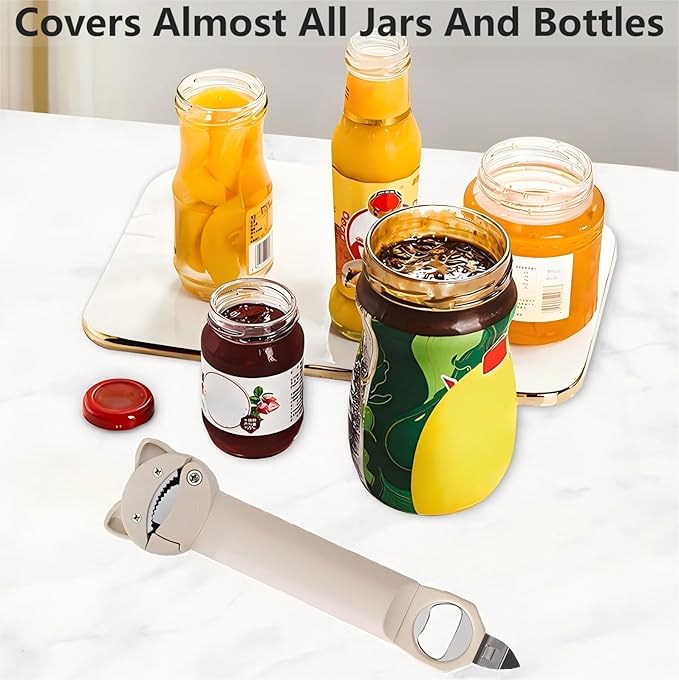 Multi-Function Retractable Magnetic Jar Opener and bottle cap opener for Weak Hands, Arthritic Hands, Seniors,Low Strength and Children with Beer Opener Kitchen Gadgets (White)