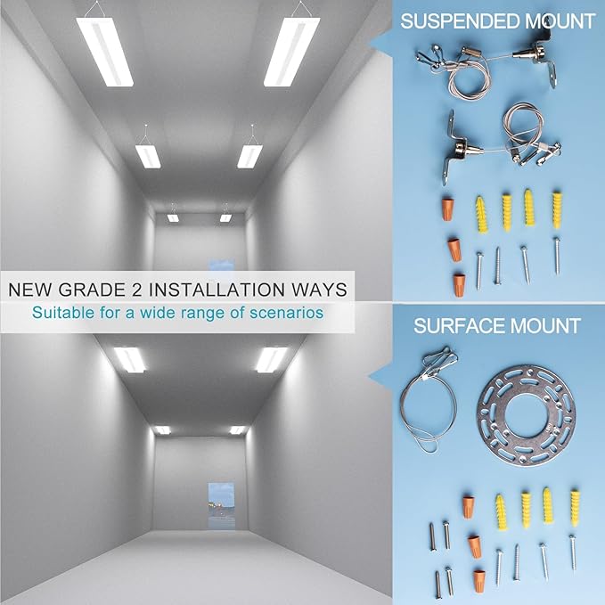 Lightdot 4FT LED High Bay Shop Lights, 100-277V 【Driver Equipped, 5 Years】 265W 37100LM [Eqv. 1000W MH/HPS] 5000K Diamond Diffusion Linear Hanging Light for Warehouse -ETL Listed, 2Pack