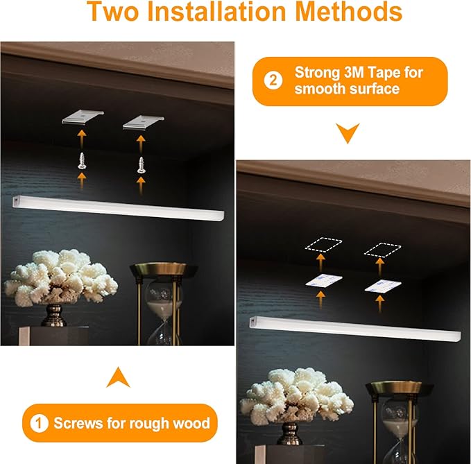 VST Hand Wave Activated Under Cabinet Lights Plug in, Closet Lights, Stepless Dimming Lighting for Kitchen Shelf Cupboard Closet Workbench (12inch 3Pack 4000K)