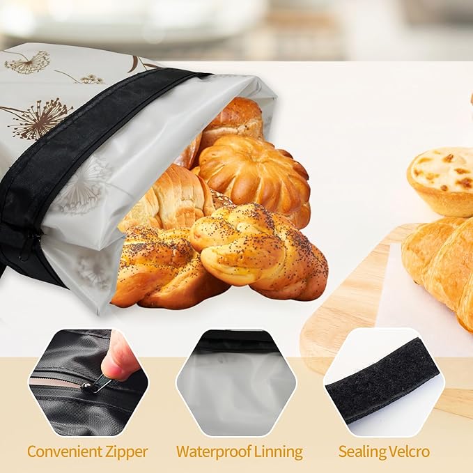 4 Pcs Bread Bags for Homemade Bread 17" x12" Reusable Sourdough Storage Bags with Foodgrade TPU Lining Food Wraps to Keeping Fresh Loaf Fresh Freezer Baker Baking Supplies (Beige)