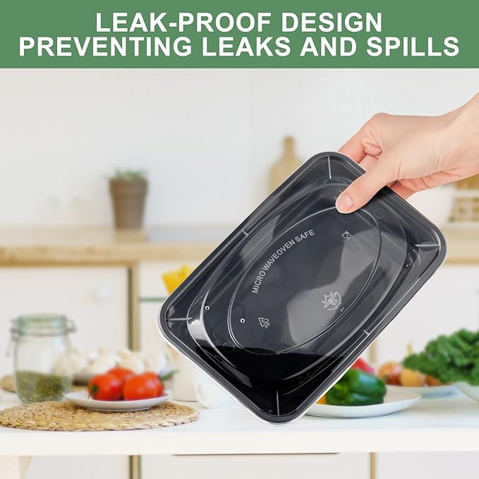 20 Pack (122 Pcs) 38 OZ Disposable Meal Prep Containers Plastic Food Container with Lids for Snack BPA Free, Microwave and Freezer Safe, To Go & Take Out Food Containers with Lids for Microwave Dishes
