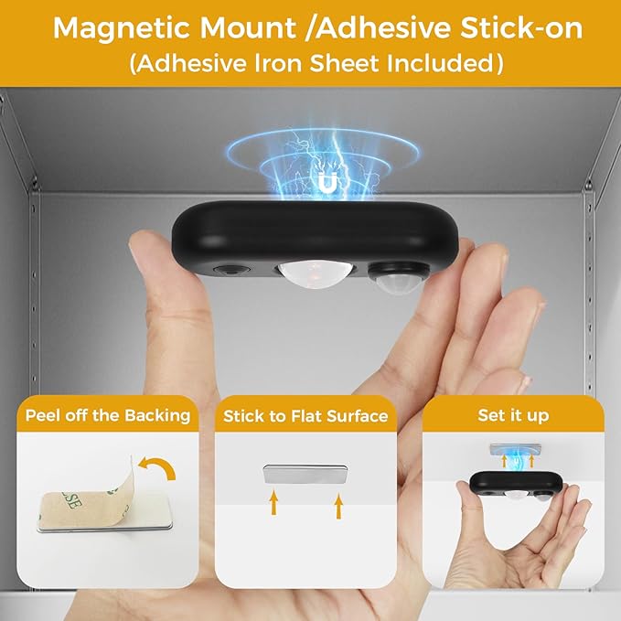 LED Motion Sensor Puck Lights, Small Rechargeable Under Cabinet Light, Dimmable Warm White Closet Lights, Wireless Under Cabinet Lighting for Drawer, Kitchen (6 Pack)