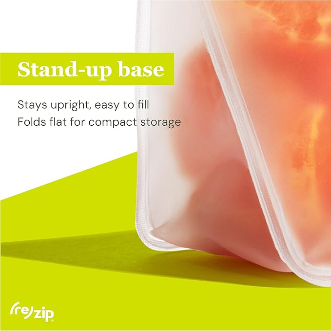 (re) zip 5-Piece Stand-Up Pack n Go Reusable Bag Kit, BPA-Free, Food Grade, Leakproof, Freezer and Dishwasher Safe, Quart (1), 2-Cup (2), Snack (2) - Aqua