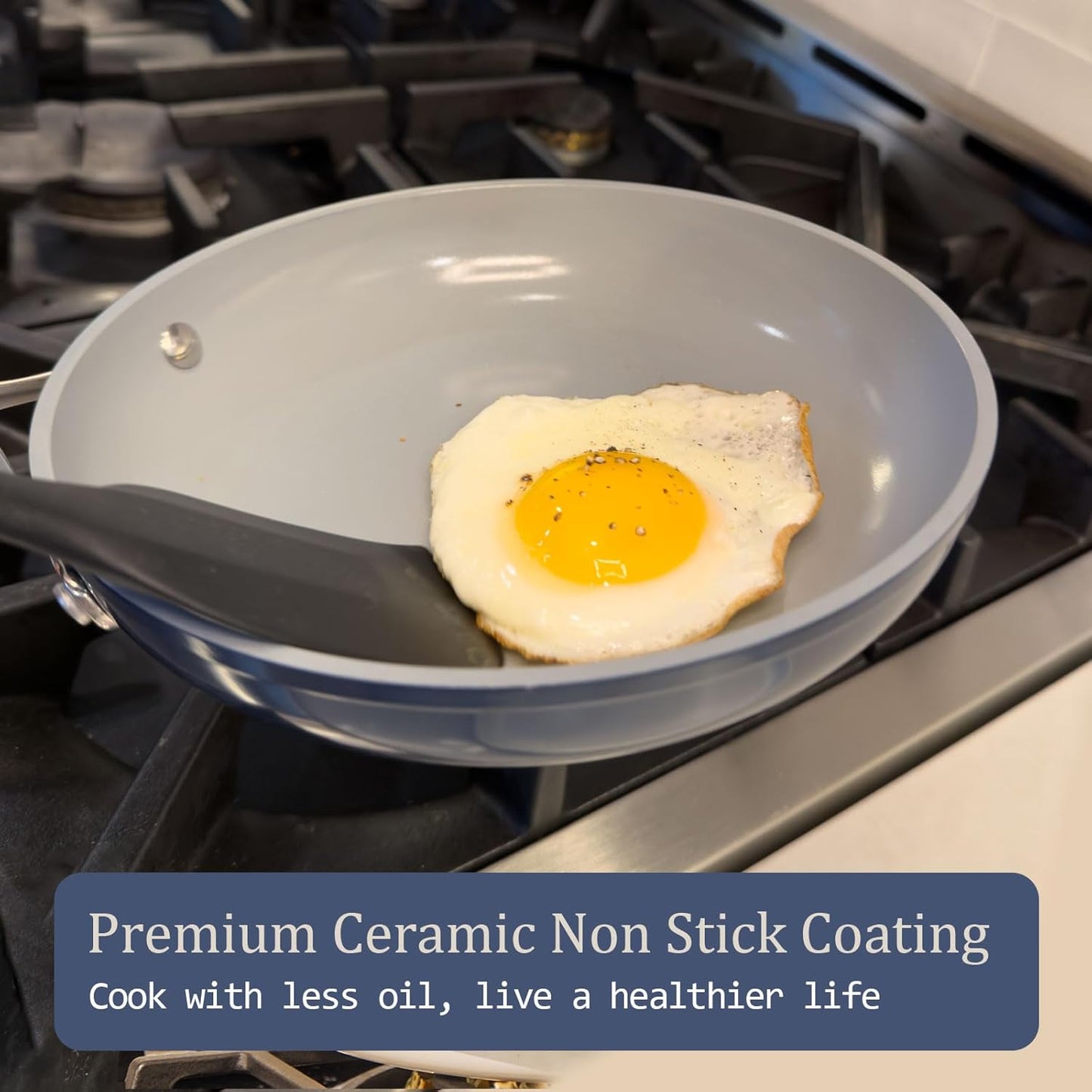 Nonstick Ceramic Frying Pan 10 Inch for Induction Cooktop - Non Toxic, PTFE/PFOA/PFAS Free, Oven & Dishwasher Safe up to 500°F - Non Stick Small Skillet with Stay-Cool Handle - Fusion Red