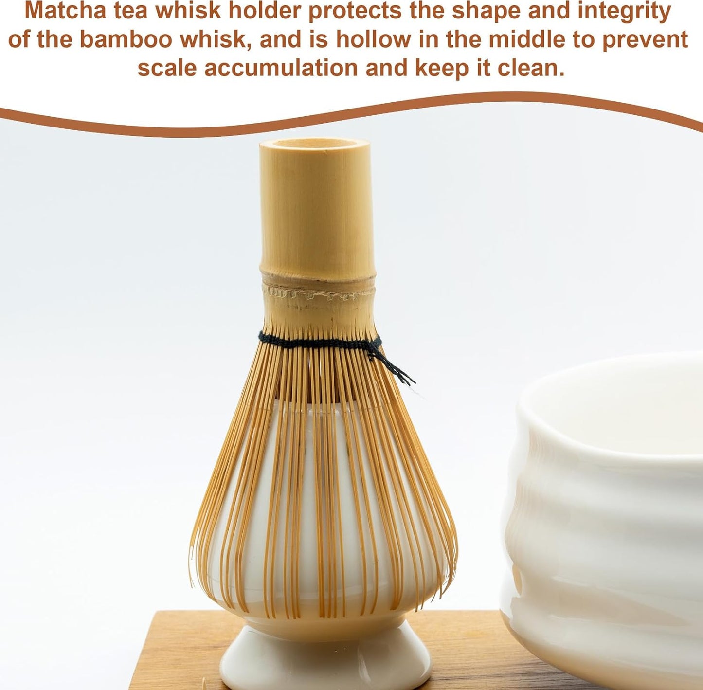 HARFINGTON Ceramic Chasen Stand 72mm Matcha Whisk Holder Teas Set Whisks Stand Traditional Matcha Tea Chasen Holder Tea Set Accessories for Tea Tasting, Black