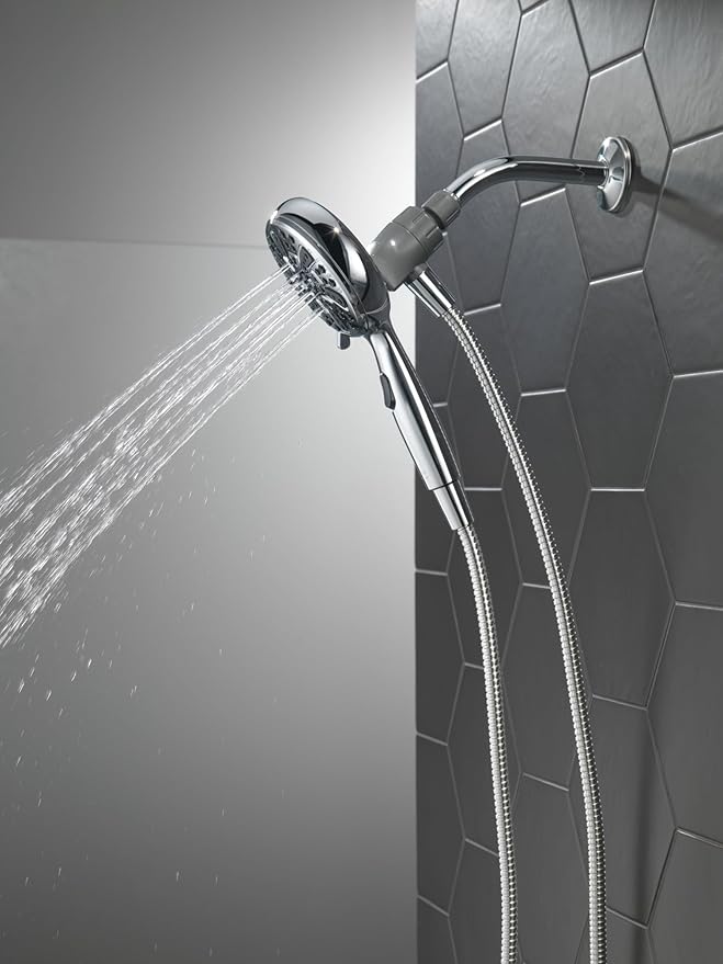 Delta Faucet 6-Spray SureDock Magnetic Shower Head with Handheld Spray, Chrome Shower Head with Hose, Showerheads & Handheld Showers, Handheld Shower Heads, MagnaTite Docking, Chrome 75609