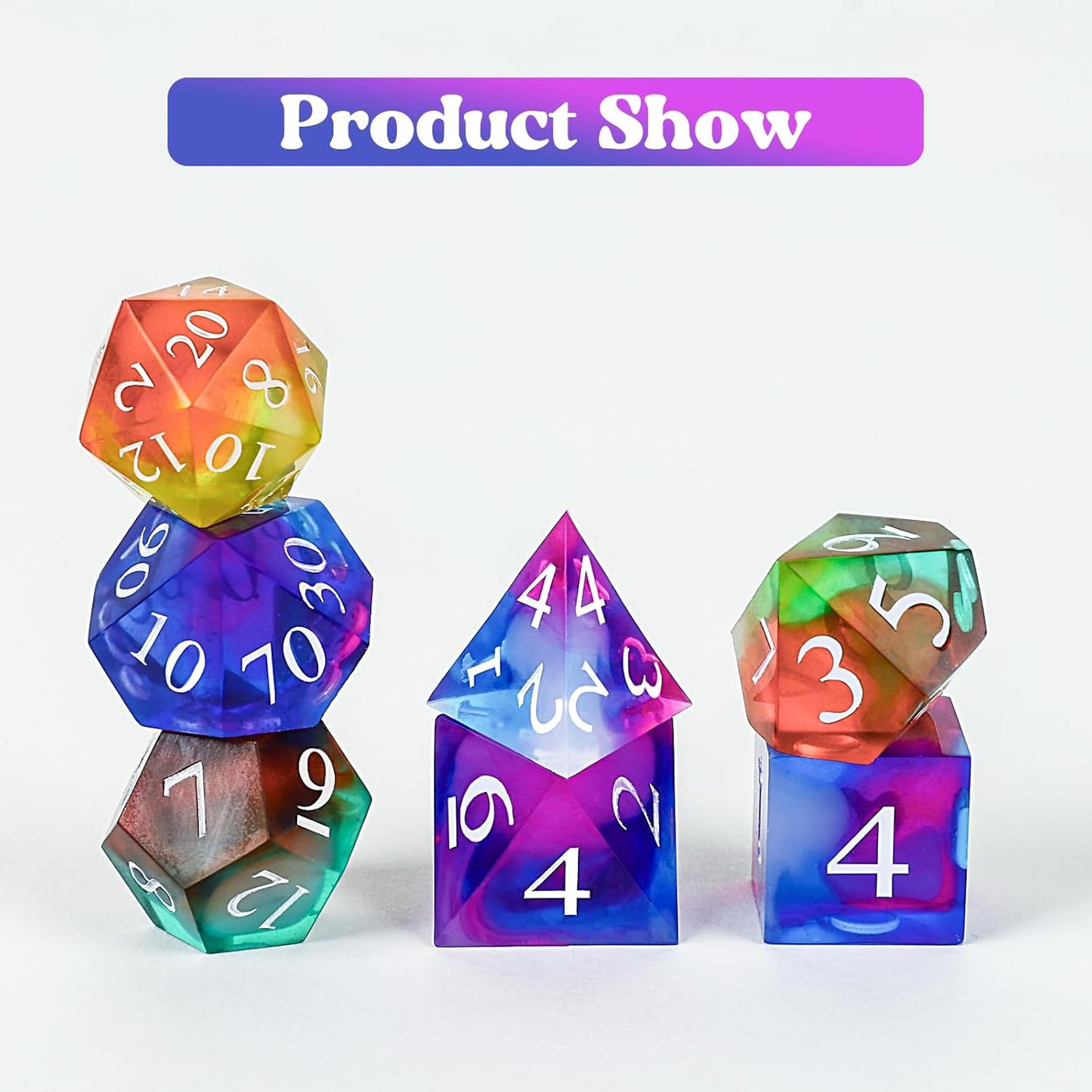 KISREL Dice Resin Molds, DND Dice Set and Organizer Box Epoxy Resin Mold with 7 Standard Stereoscopic Dice Cavities, Silicone Molds for Resin, DND Dice Set Making Kit, Table Board Game